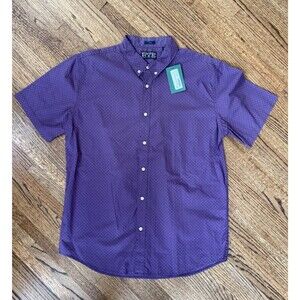 NWT Hawker Rye Mens Purple Printed Short Sleeve Button Down Shirt Slim Fit - XL